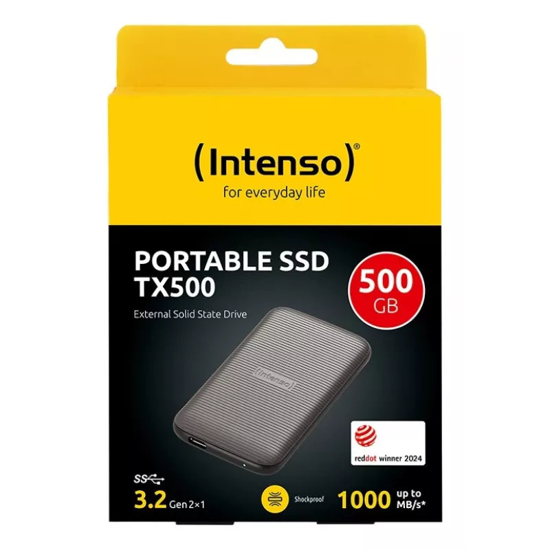 SSD diskas Intenso 500GB USB Type-C 3.2 Gen 2 Ruda