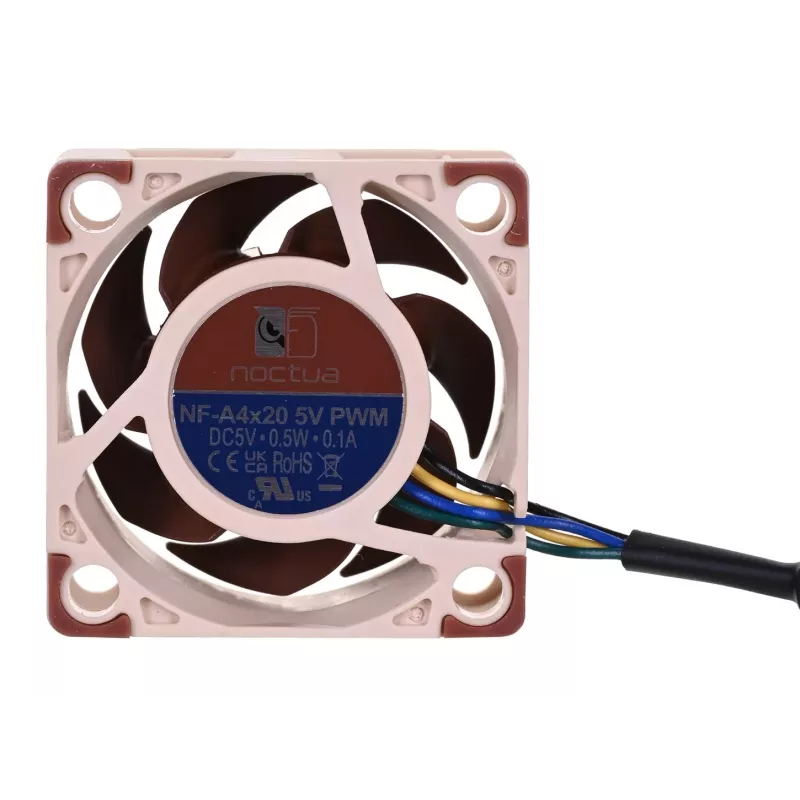 Noctua ventiliatorius NF-A4X20 5V PWM — 40×20 mm, 5 V, 4-pin PWM, 1100–5000 RPM, 9.4 m³/h