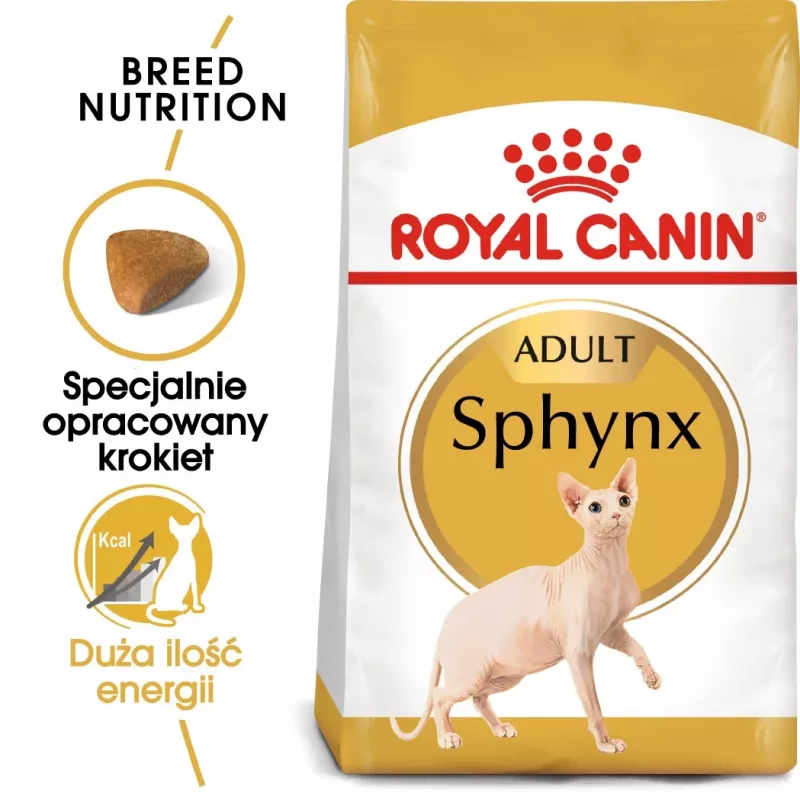 Sausas kačių maistas Royal Canin Sphynx Adult 2 kg — kiaulienos skonio, 33% baltymų, 23% riebalų