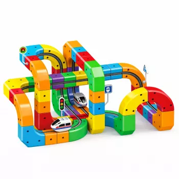 Extralink Toys magnetinės trasos rinkinys ir magnetinis traukinys magnetinė levitacija (150 vnt.)