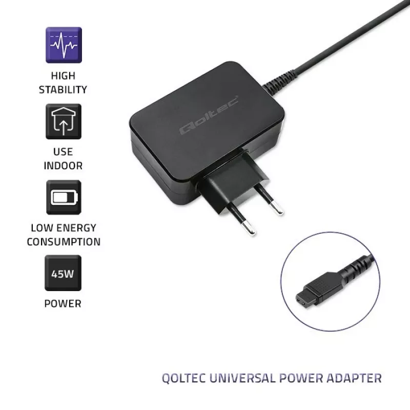 Qoltec 51025 maitinimo adapteris / keitiklis Vidinis Juodas