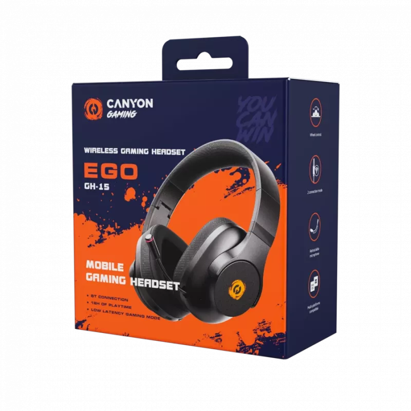 Ausinės CANYON EGO GH-15 2in1 BT juodos