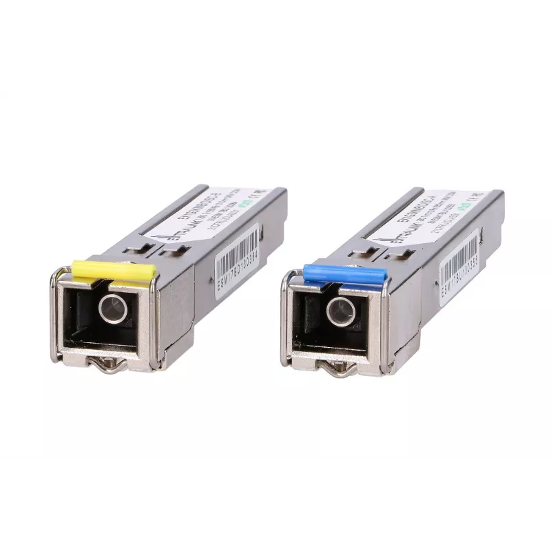 SFP WDM šviesolaidžio siųstuvų-imtuvų pora Extralink 1,25G 1310/1550nm vienmodis 3km SC DOM