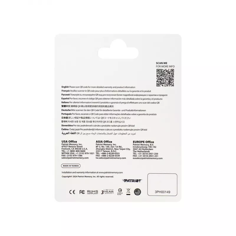 MicroSDXC atminties kortelė PATRIOT 512GB V30 U3 Class 10, skaitymo greitis 90 MB/s, rašymo greitis 80 MB/s, su rašymo apsaugos jungikliu