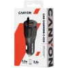 CANYON automobilinis įkroviklis C-033 2.4A/USB-A su integruotu Lightning laidu, juodas