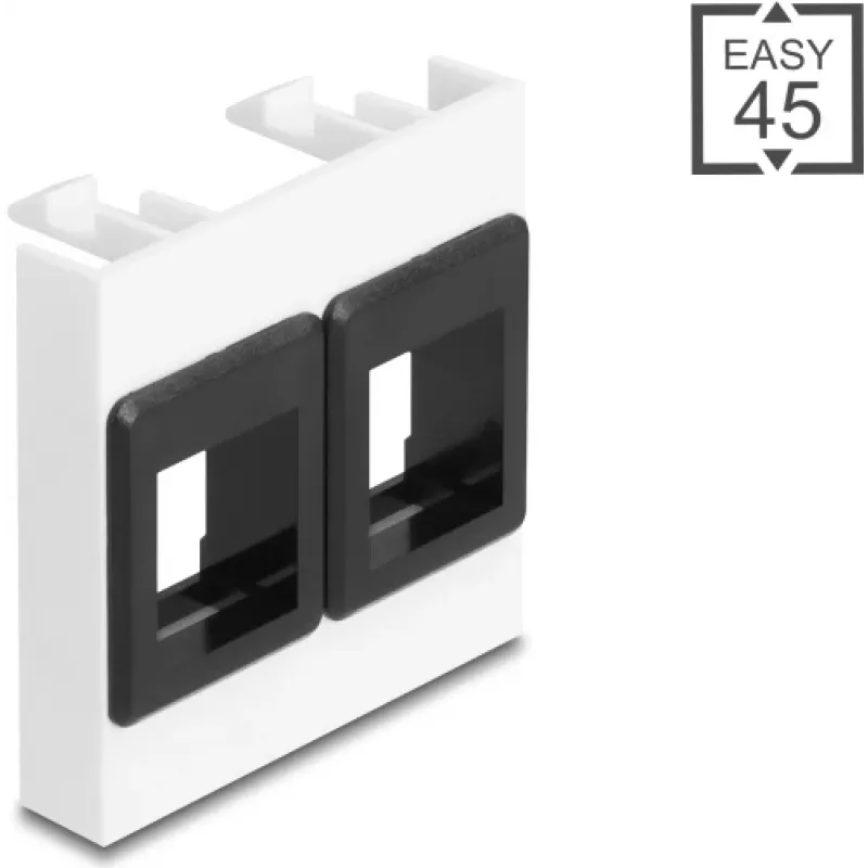 Montažinis rėmelis DELOCK Easy 45 2x Keystone laikikliai 45x45 mm baltas/juodas