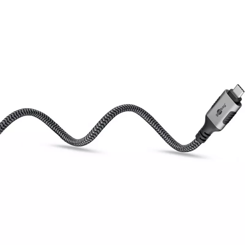 Ethernet-kabelis USB-C 3.2 Gen2 Plug > RJ-45 Plug, LAN-Adapter Juoda/Sidabrinė, 1,5 Meter, braided textile jacket