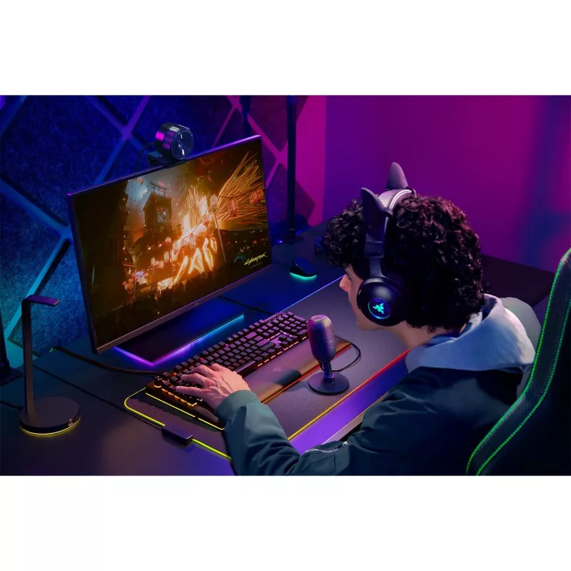 Stalinis mikrofonas Razer Seiren V3 Mini, USB-C, superkardioidinis, 20–20000 Hz, 96 kHz, 24 bitų, juodas