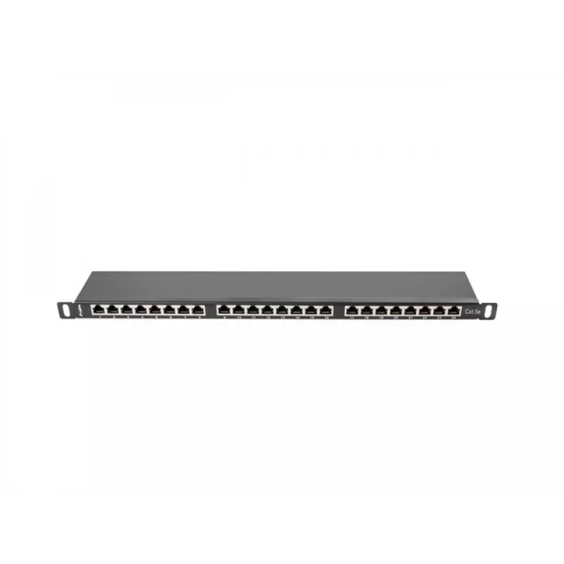 Patch panel LANBERG PPS5-0024-B 24 prievadų CAT5e, metalinis, 0.5U, 445×99×22.3 mm, juodas