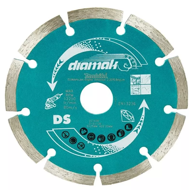 MAKITA DEIMANTINIS DISKAS 125x22,23 mm SEGMENTINIS /10 vnt. BETONUI, PLYTŲ, MARMURO PJAUSTYMUI