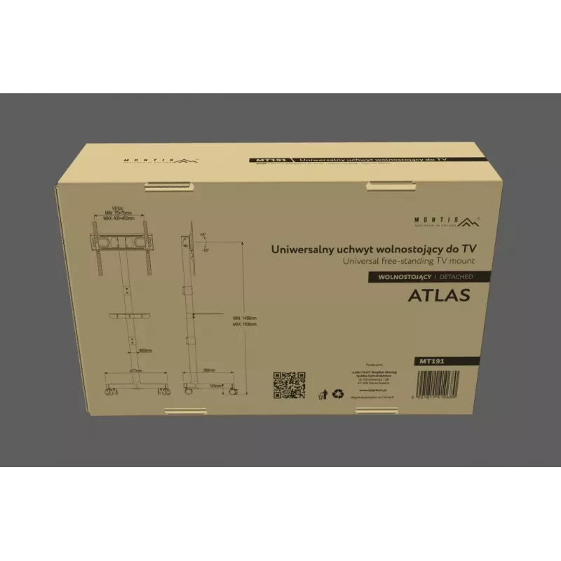Mobilus televizoriaus stovas MONTIS MT191 ATLAS 26–60 colių ekranams, maks. apkrova 35 kg, VESA iki 400x400