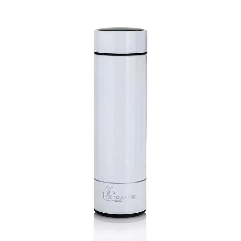 Extralink Smart Travel Mug White, terminis puodelis su temperatūros ekranu