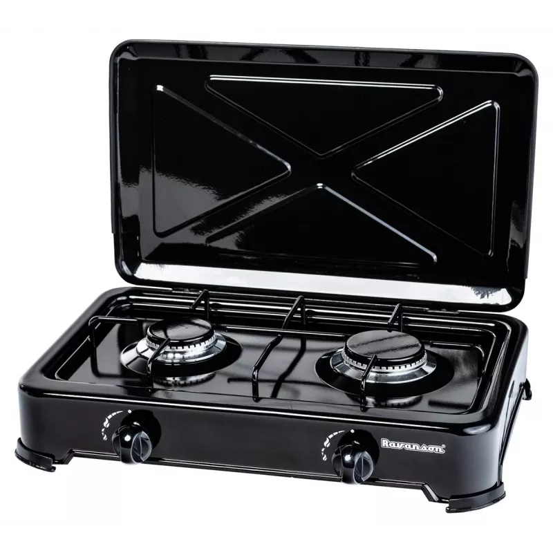 Pastatoma dujinė kaitlentė Ravanson K-02TB [juoda; 2 zonos]