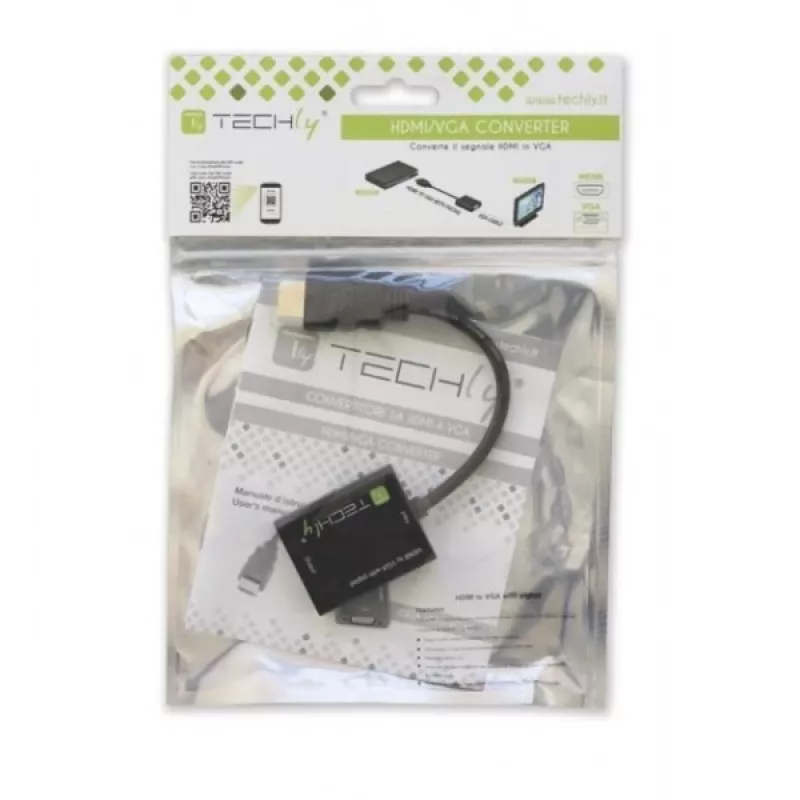 Techly IDATA-HDMI-VGA2 vaizdo kabelio adapteris VGA (D-Sub) Juoda