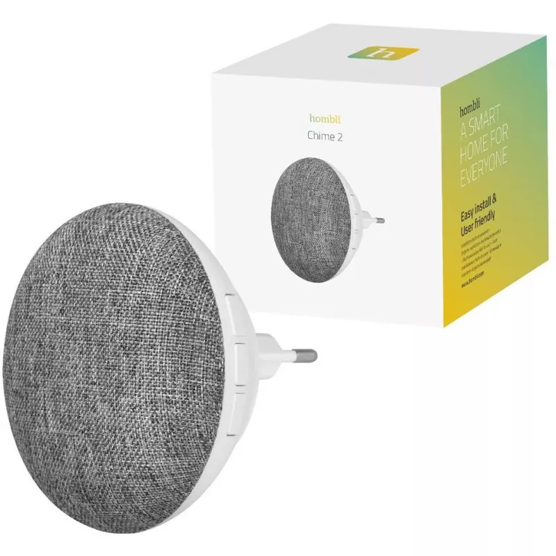 Hombli durų skambučio melodijos imtuvas Hombli Doorbell Chime 2, belaidis 433,92 MHz, kintamoji srovė 110–240 V, C tipo kištukas, pilka / balta