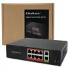 Tinklo komutatorius QOLTEC FAST Ethernet PoE 8xRJ45 su 2xRJ45 aukštyninio ryšio prievadais (modelis 52290)