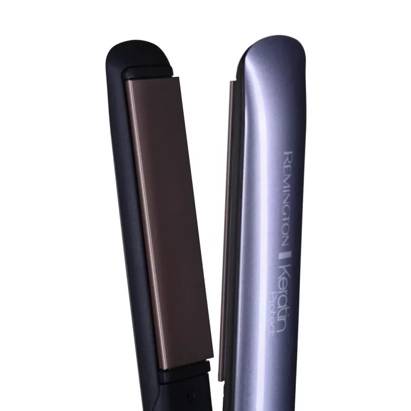 Plaukų tiesintuvas Remington S8598 Warm Juoda Pilka — keraminės plokštės 11 cm, 5 šilumos lygiai, 160–230°C, 3 m laidas, dėklas