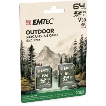 Flash atmintis Emtec 64GB UHS-I U3 V30 Outdoor ECMSD64GXCU3ORP