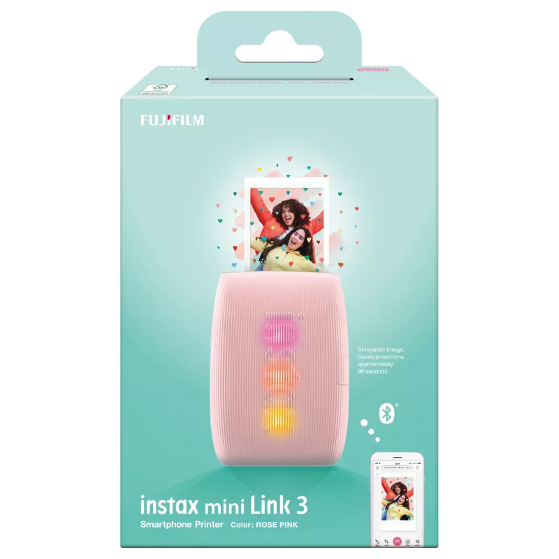 Nuotraukų spausdintuvas Fujifilm Instax Mini Link 3 Pink Bluetooth nešiojamasis momentinis spausdintuvas