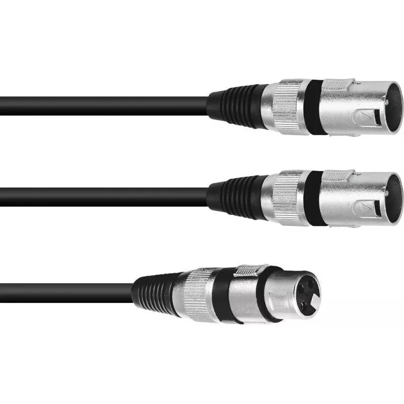 Garso kabelis XLR 3 kontaktų vyriškas į 2 x XLR 3 kontaktų vyriškas 1,5 m Omnitronic 30225205