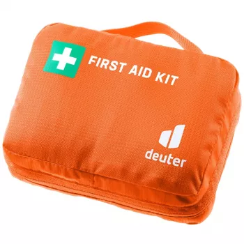 Keliautojo pirmosios pagalbos rinkinys DEUTER First Aid Kit — kompaktiška užtraukiama dėtuvė 180×60×120 mm, oranžinė