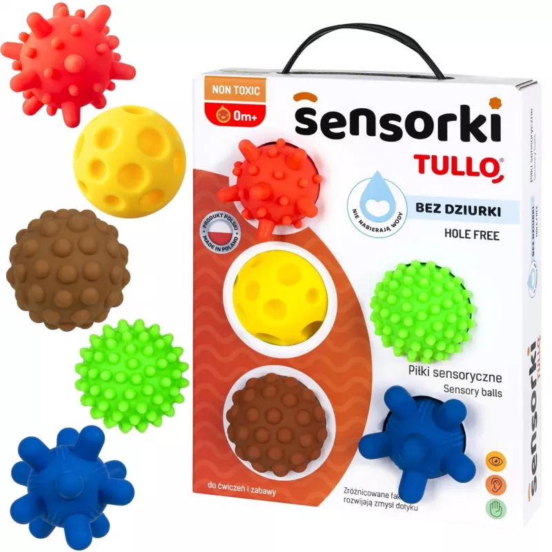 Sensoriniai kamuoliukai be skylučių TULLO 5 vnt.