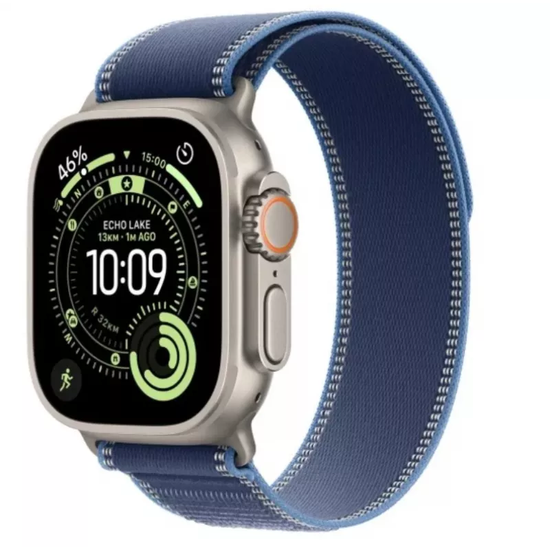Išmanusis laikrodis Apple Watch Ultra 3 GPS + Cellular 49mm natūralaus titano korpusas, mėlyna/ryškiai mėlyna Trail Loop S/M