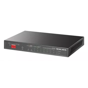 Tinklo komutatorius MERCUSYS MS110GMP — 10 prievadų Gigabit (10/100/1000) su PoE, 54 V įvestis, 20 Gbit/s pralaidumas