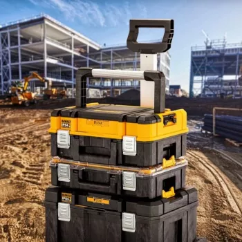 Įrankių laikymo dėklas DeWalt DWST83344-1, atsparus vandeniui, geltonas, 440×183×332 mm, 2 rankenos, užrakinamas