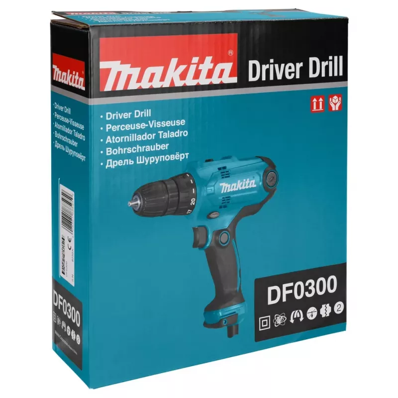 Makita DF0300 grąžtas 1500 aps./min. beraktis 1,2 kg juoda, mėlyna