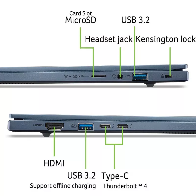 Nešiojamas kompiuteris Acer Swift Go 14 AI NX.JNBEG.001 — Intel Core Ultra 7 256V, 14 colių WUXGA, 16 GB LPDDR5, 512 GB SSD, Intel Arc 140V, Windows 11