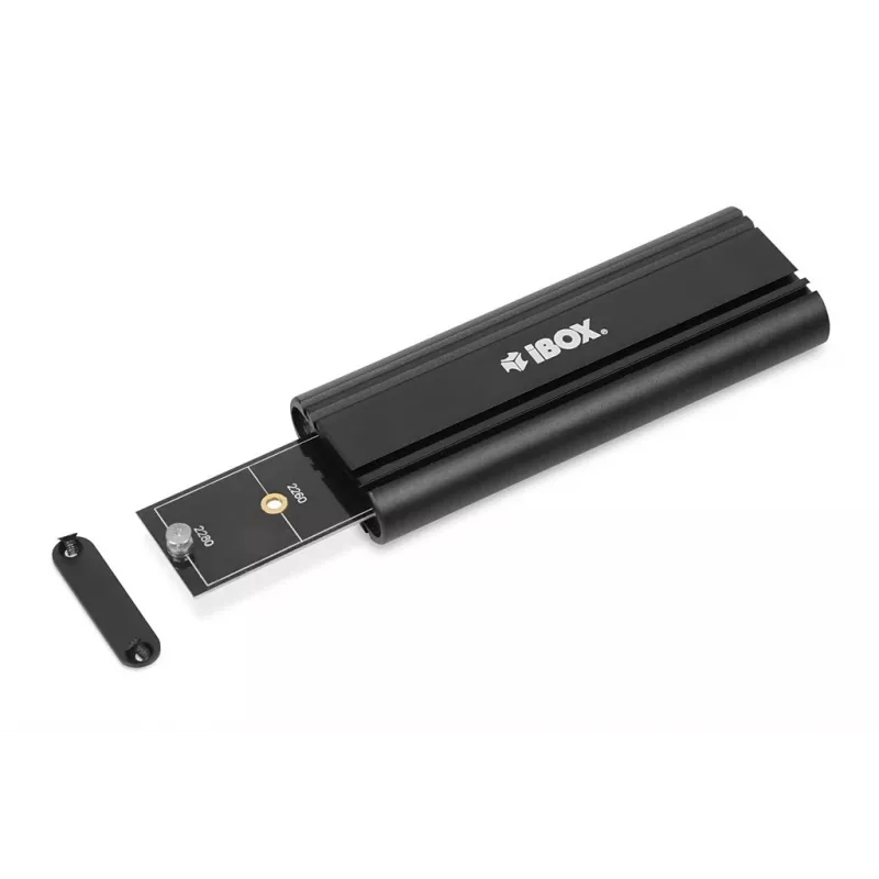 SSD korpusas IBOX HD-07, skirtas 1x M.2 diskui, USB 3.2 Gen 2 (10 Gbit/s), USB-C, juodas