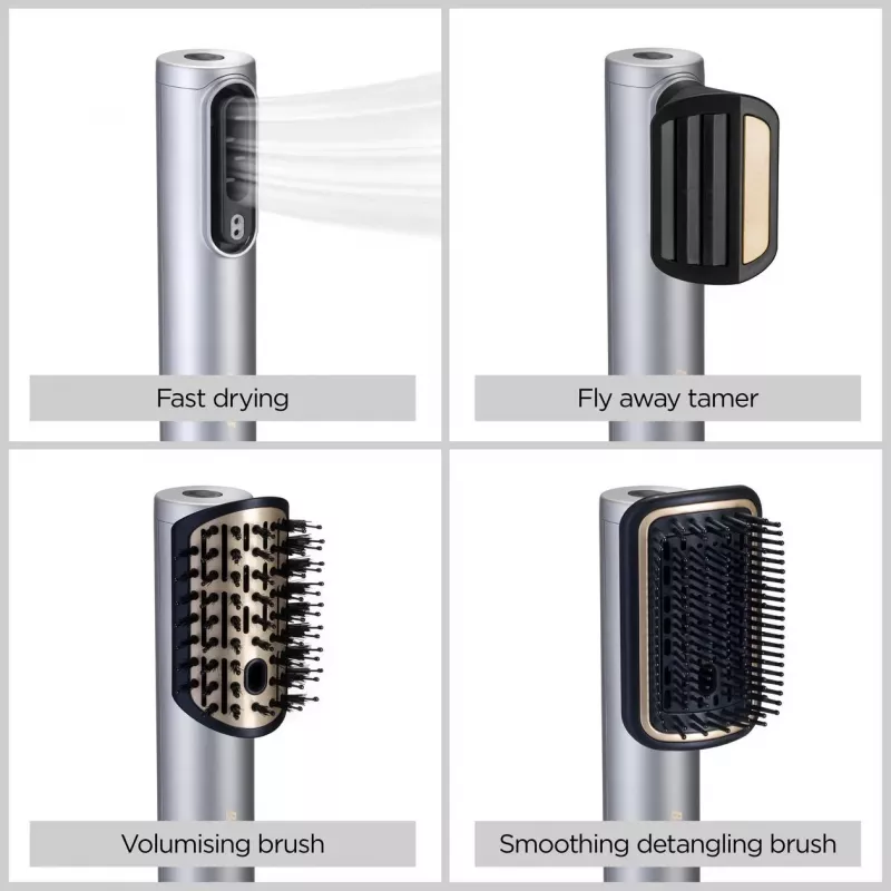 Plaukų formavimo rinkinys BABYLISS AS6555E — Airflow technologija, 4 kaitinimo lygiai, 2,5 m laidas, sidabrinis/auksinis
