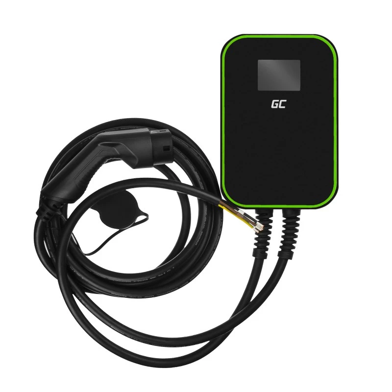 Elektrinio automobilio įkrovimo stotelė Green Cell EV14 22 kW juoda aliuminė, skirta montuoti ant sienos