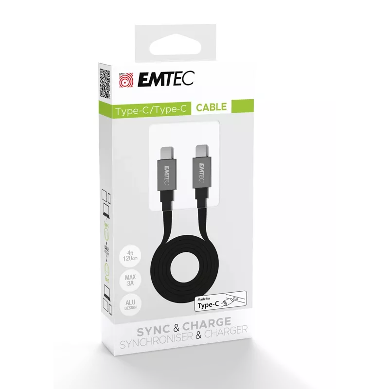 USB laidas Emtec T700C2 1,2 m USB C juodas