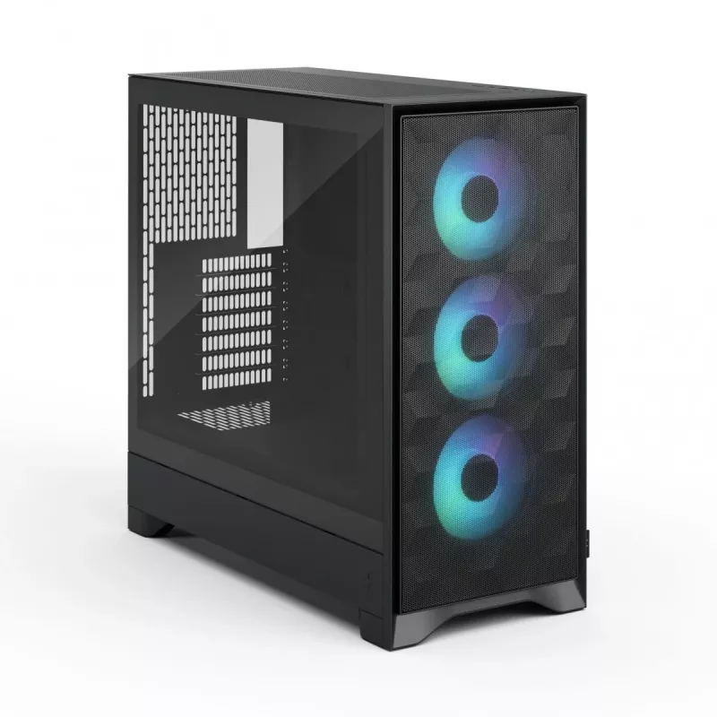 PC korpusas Fractal Design Pop 2 Air Juoda TG RGB Midi Tower — ATX/Micro‑ATX/Mini‑ITX, 3x120mm priekyje, 1x120mm gale, 2,5 colio+3,5 colio nišos