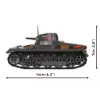 Statybinis rinkinys Cobi Panzer I Ausf. B – 654 detalės, detalus tanko modelio rinkinys