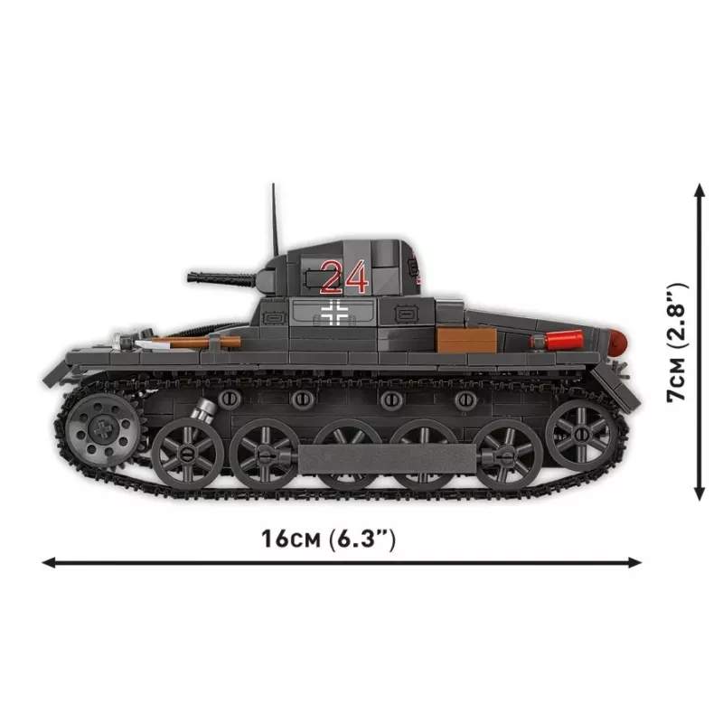 Statybinis rinkinys Cobi Panzer I Ausf. B – 654 detalės, detalus tanko modelio rinkinys