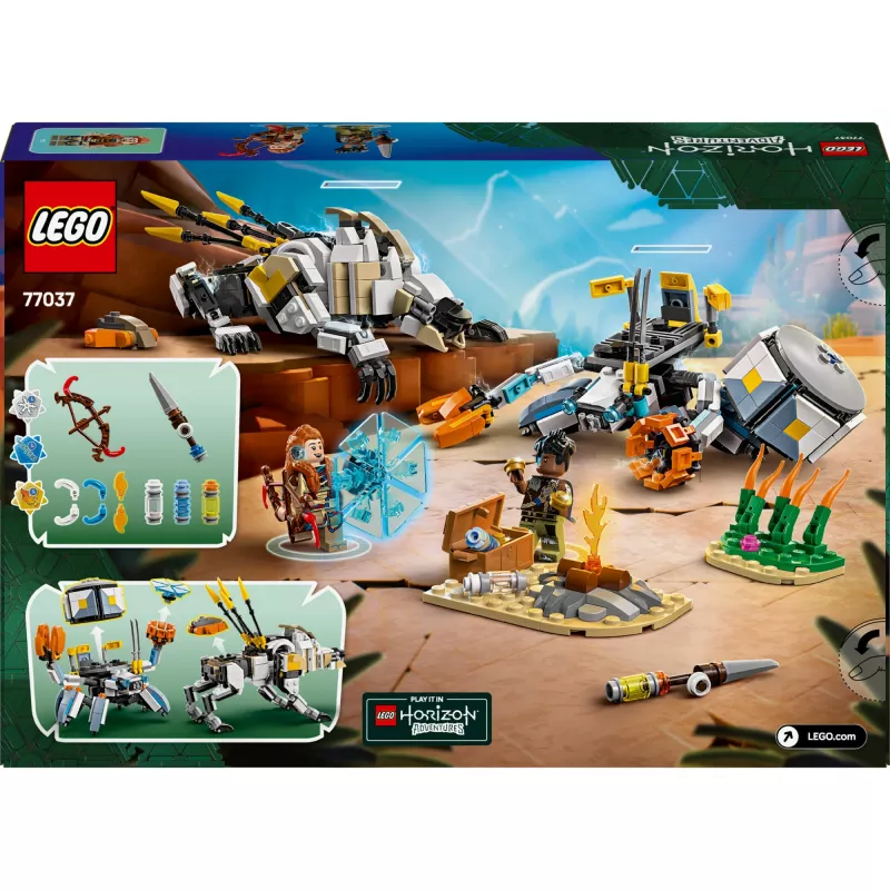 LEGO rinkinys Horizon Adventures 77037 – Aloy ir Varl prieš Shell-Walker ir Sawtooth, 768 detalės, 2 minifigūrėlės