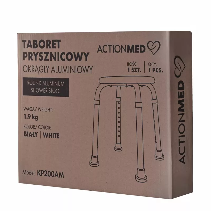 Apvalus aliuminio dušo taburetė