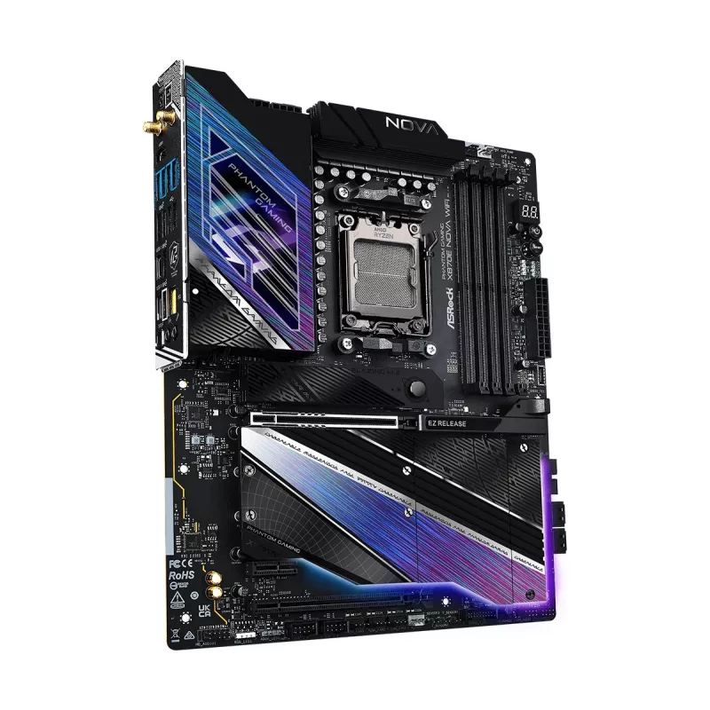 Motininė plokštė ASROCK MK X870E NOVA WIFI AMD X870E Socket AM5 ATX, DDR5, 4x DIMM, 256GB, Wi‑Fi 7, BT 5.4, 5Gb LAN, PCIe Gen5 M.2