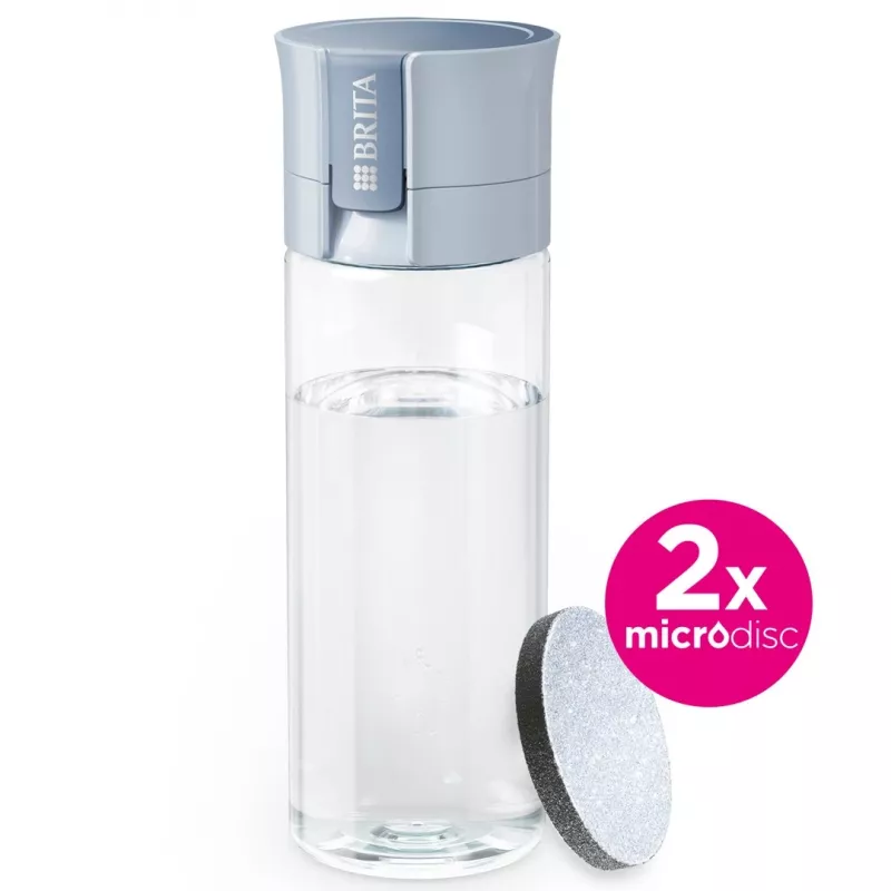 Filtruojantis butelis BRITA Vital Pastel Blue 600 ml su 2 MicroDisc filtrais, be BPA, tinkamas plauti indaplovėje