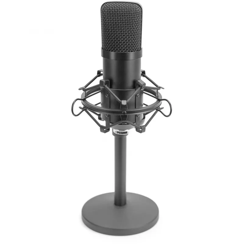 USB kondensatorinis mikrofonas, studijinis juodas