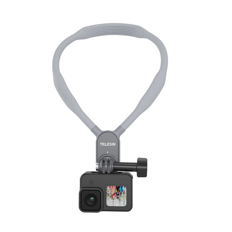 Kaklo dirželis su laikikliu sportinėms kameroms Telesin TE-HNB-001 — reguliuojamas ilgis, greito atsegimo laikiklis