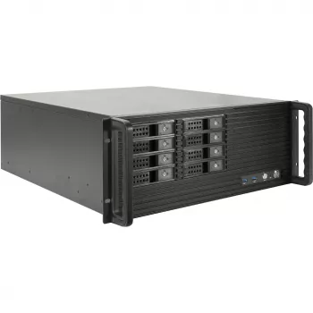 Stovo korpusas INTER-TECH IPC 4U-4508 Juoda — 4U serverio/PC korpusas, skirtas montuoti į stovą