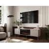 TV spintelė su židiniu Cama Meble TRESSE 180x40x54,5 cm — juodas rėmas, matinis smėlio spalvos viršus