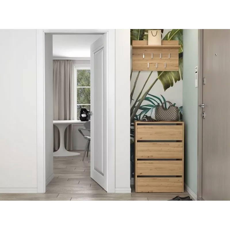 Batų spintelė top e shop MODO X2 ąžuolo Artisan, uždara 4 durelės, 4 lentynos, 600×880×360 mm, medžio drožlių plokštė
