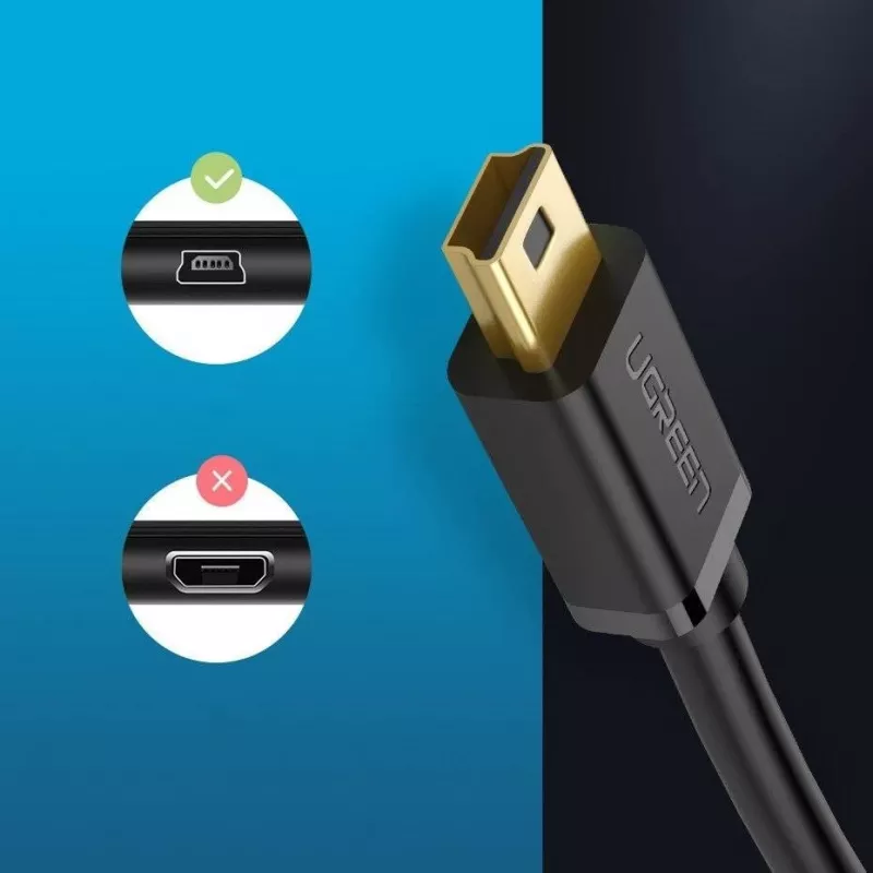 Ugreen USB kabelis - mini USB 480 Mbps 3 m US132 (juodas)