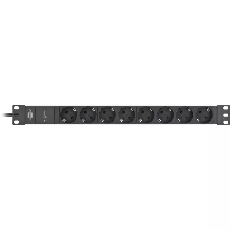 Brennenstuhl 1390007308 - 2 m - 8 AC išėjimai - Vidinis - IP20 - Aliuminis - Plastikas - Juoda - Sidabrinė