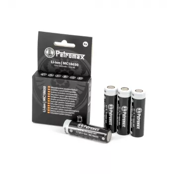 „Li-Ion“ baterijos 18650, 3 450 mAh, 4 vnt. rinkinys (skirtas LED žibintui „Petromax LM500“)